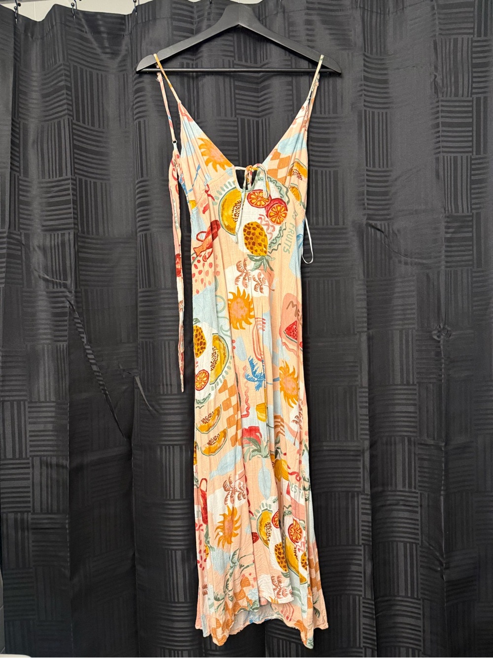 Peach Multi Floral Slip Maxi Dress with V-Neck